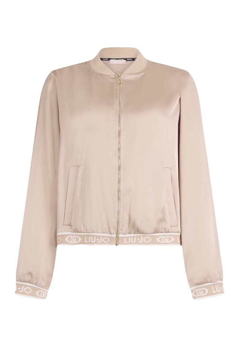 Liu Jo Jacheta bomber cu aspect de satin si banda logo - Bej