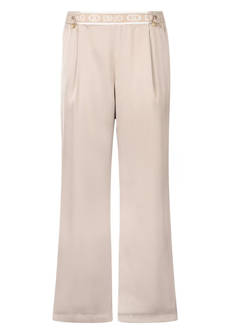 Liu Jo Pantaloni crop cu aspect de satin si banda logo in talie - Bej