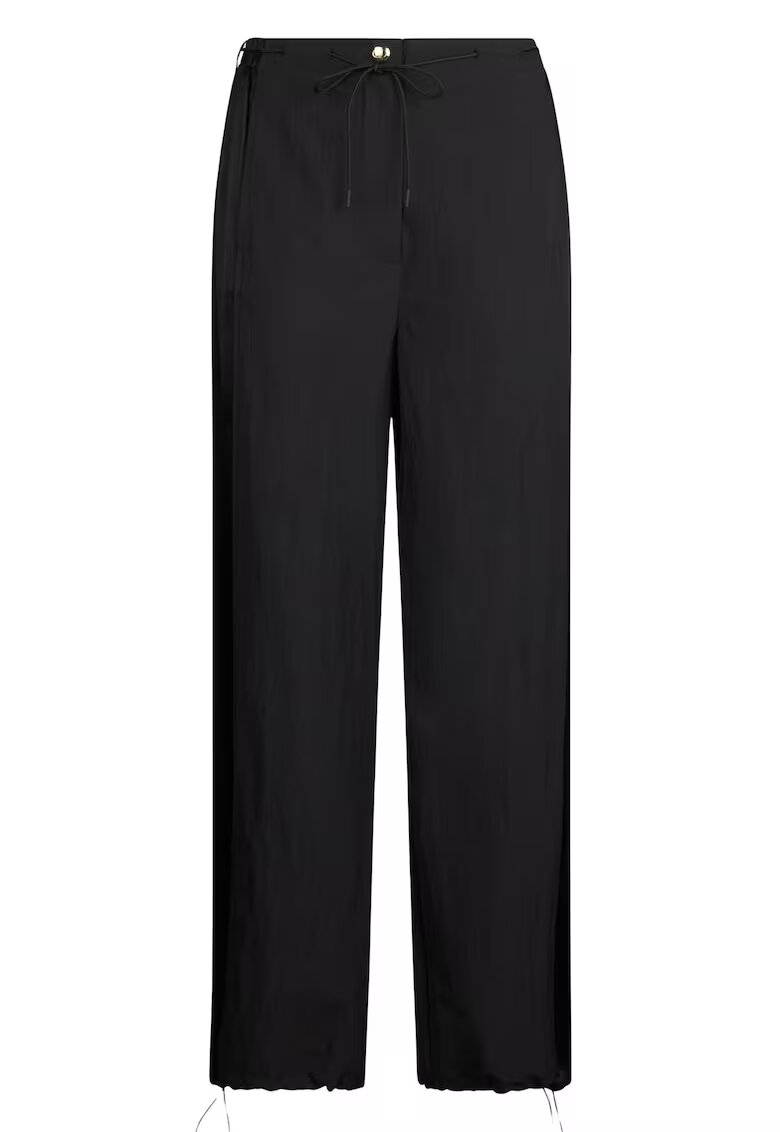 Liu Jo Pantaloni cu croiala ampla si insertii de satin - Negru