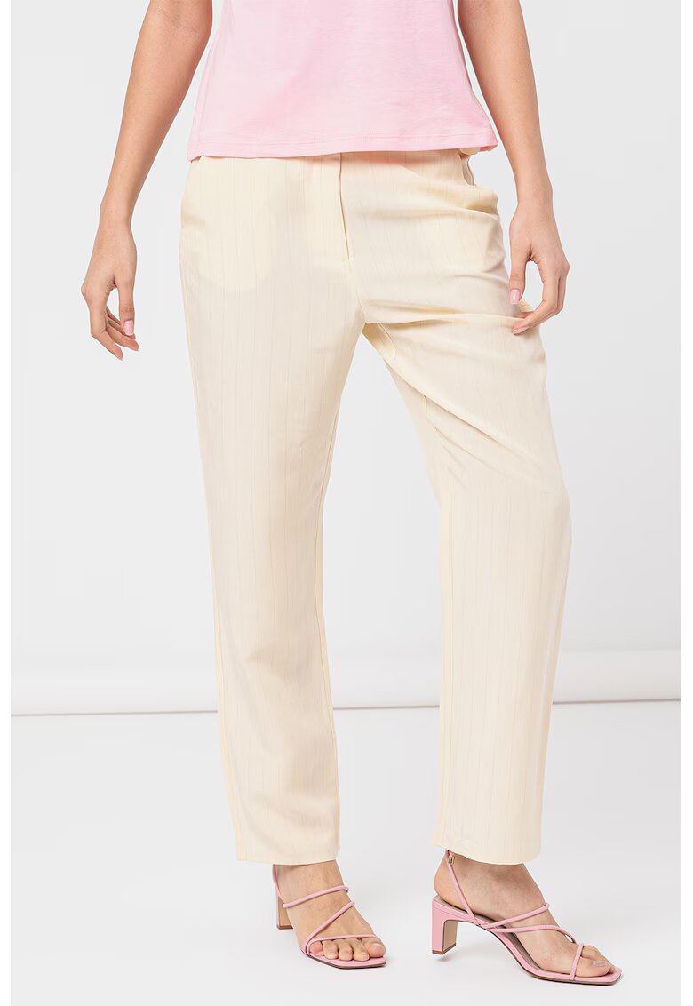Liu Jo Pantaloni din amestec de lyocell cu model in dungi - Crem