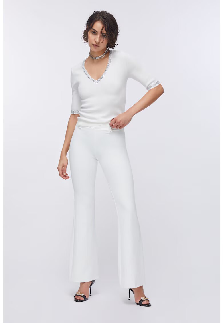 Liu Jo Pantaloni evazati cu model uni - Alb