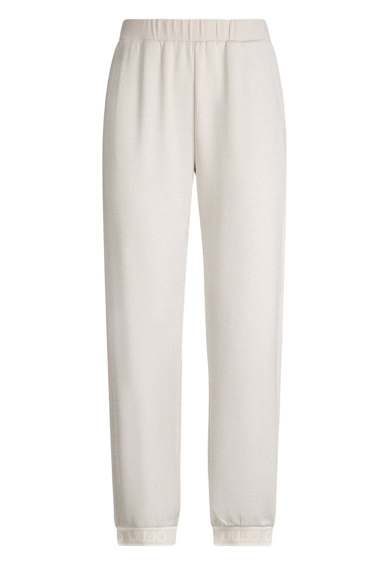 Liu Jo Pantaloni relaxed-fit cu terminatii elastice cu logo - Alb fildes