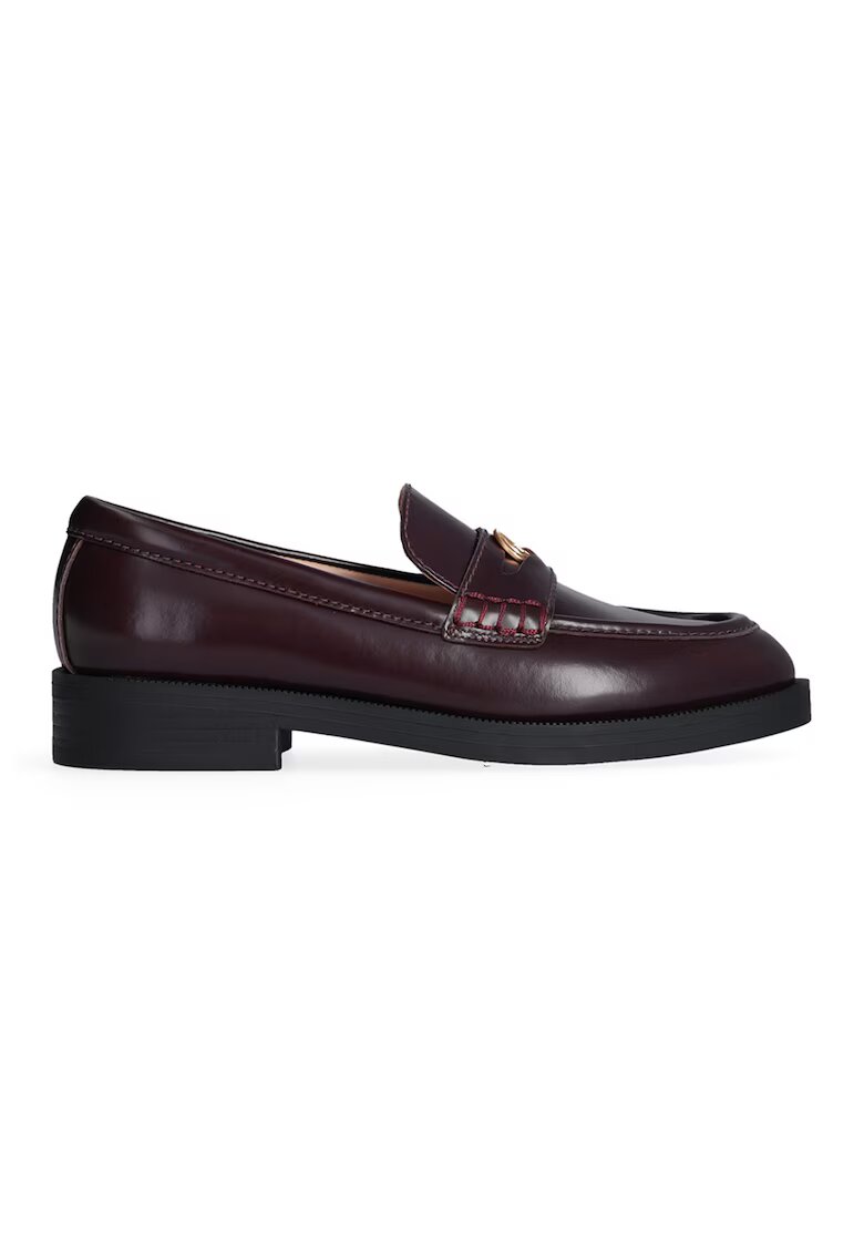 Liu Jo Pantofi loafer de piele cu logo metalic discret - Violet tyrian