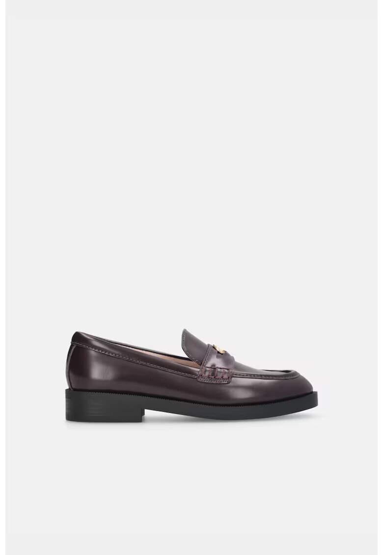 Liu Jo Pantofi loafer de piele cu logo Preppy - Visiniu