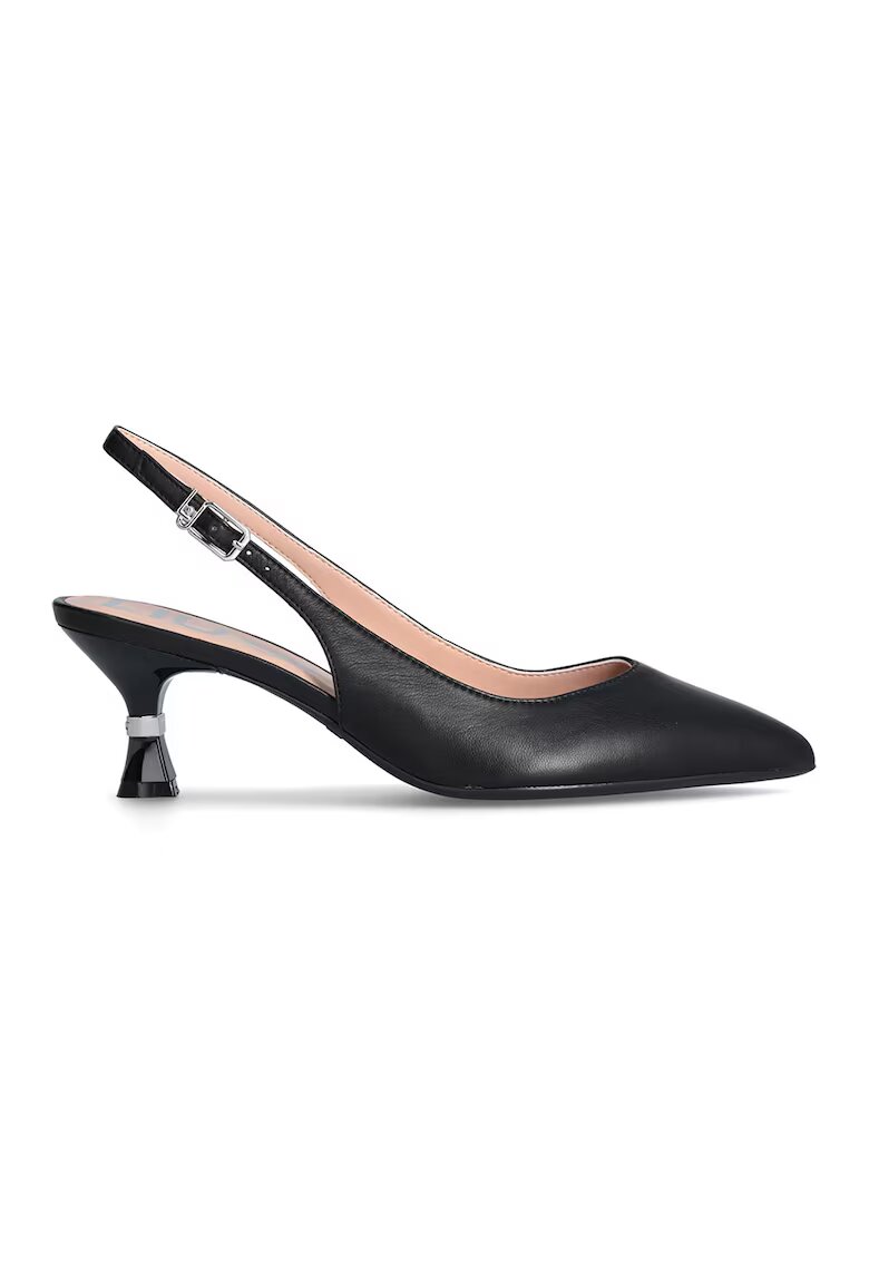 Liu Jo Pantofi slingback din piele cu varf ascutit si toc kitten - Negru