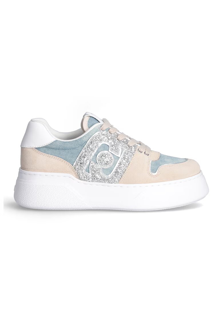 Liu Jo Pantofi sport cu aplicatie logo stralucitoare Tami - Albastru prafuit/Bej