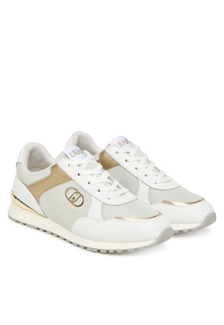 Liu Jo Pantofi sport dama - S1052 Maxi Wonder - alb/auriu - piele naturala