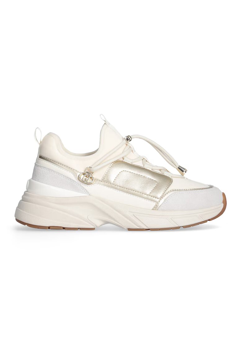 Liu Jo Pantofi sport de piele cu insertii de material textil - Auriu/Crem