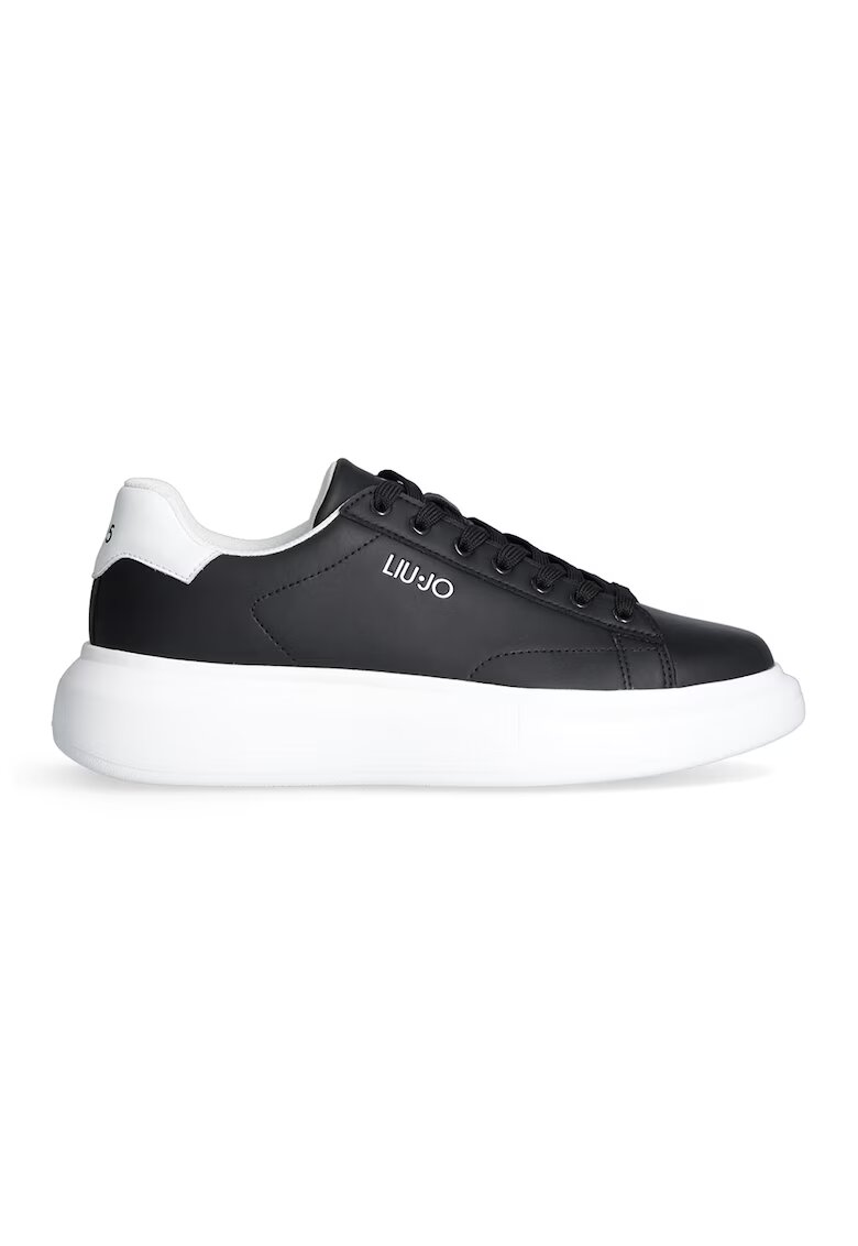 Liu Jo Pantofi sport de piele cu logo - Alb/Negru