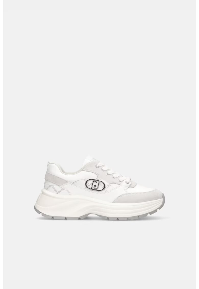 Liu Jo Pantofi sport de piele intoarsa si piele cu model monograma - Alb