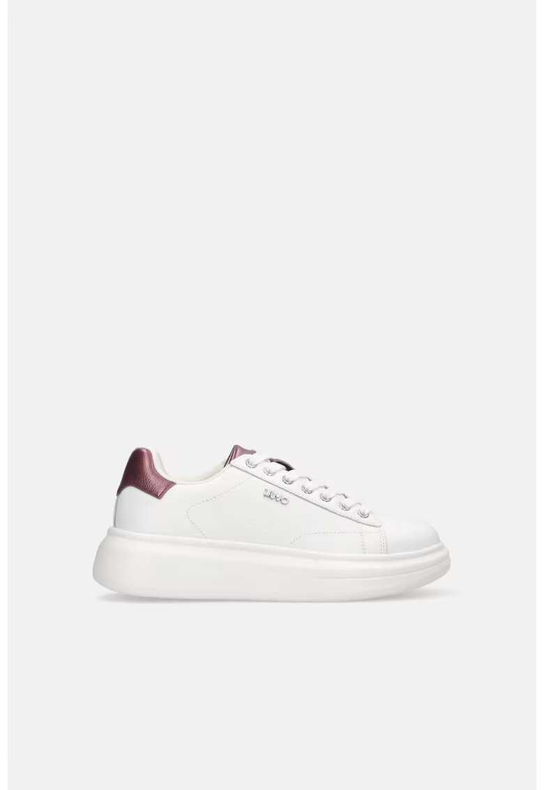 Liu Jo Pantofi sport de piele si piele ecologica cu logo - Alb/Roz inchis