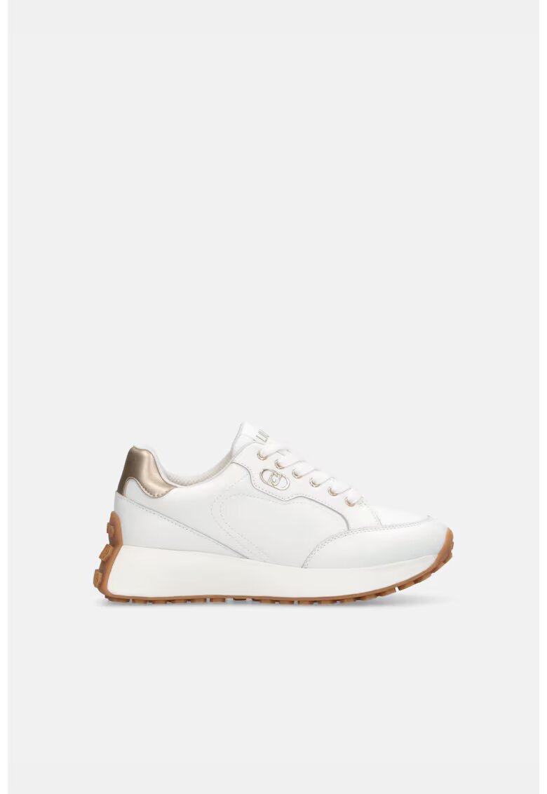 Liu Jo Pantofi sport flatform de piele si piele ecologica - Alb