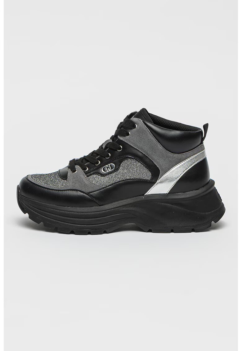 Liu Jo Pantofi sport mid cut cu garnituri stralucitoare - Negru/Argintiu