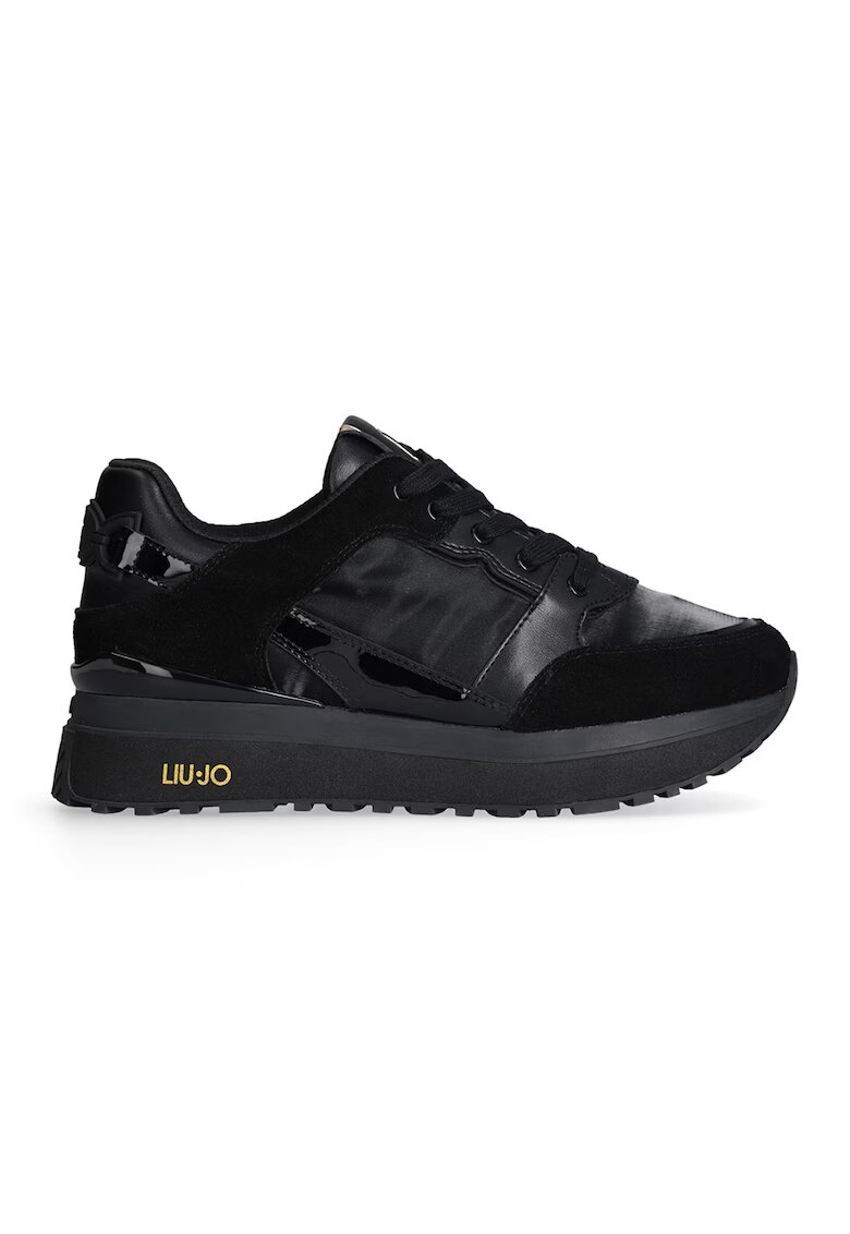 Liu Jo Pantofi sport wedge de piele intoarsa cu insertii de material textil - Negru