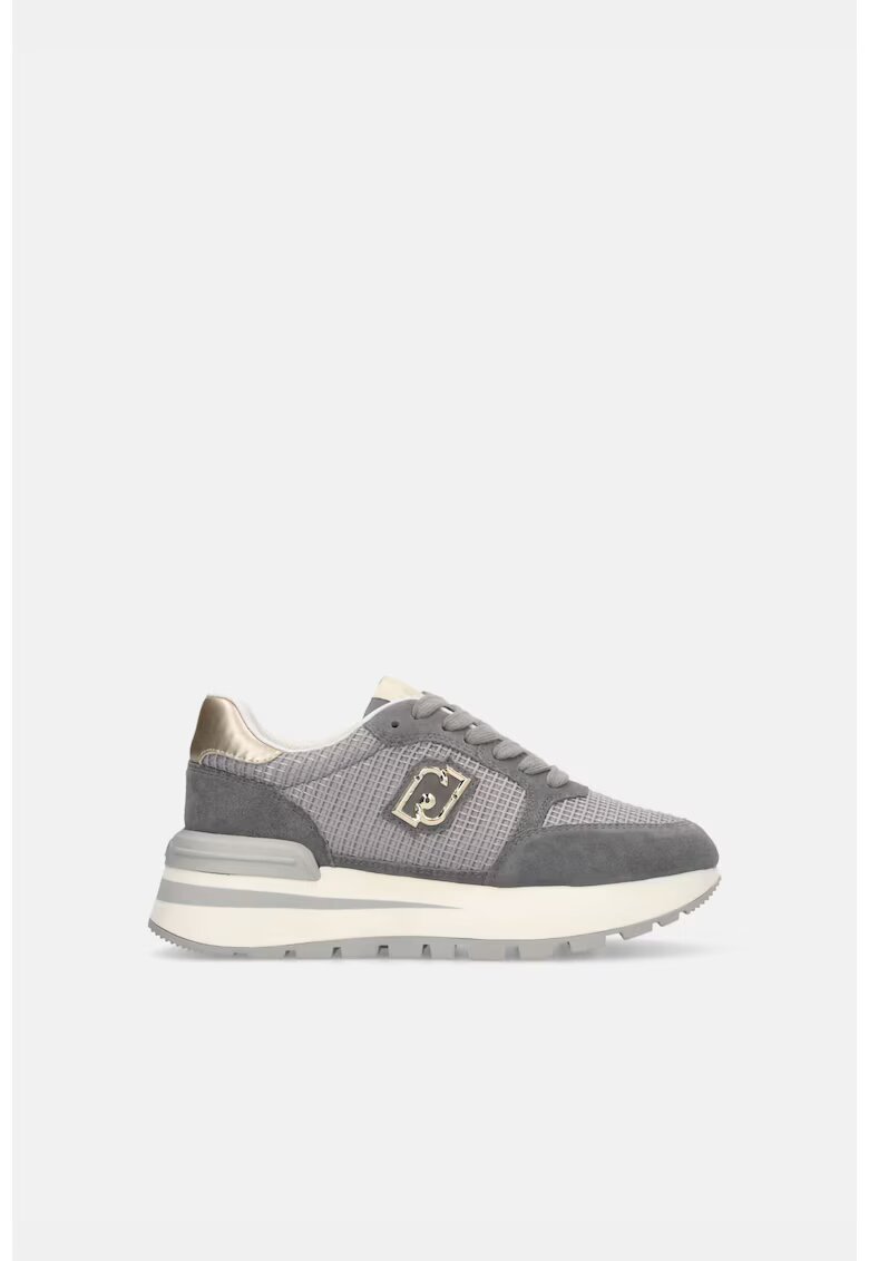 Liu Jo Pantofi sport wedge de piele intoarsa cu insertii textile - Auriu/Gri