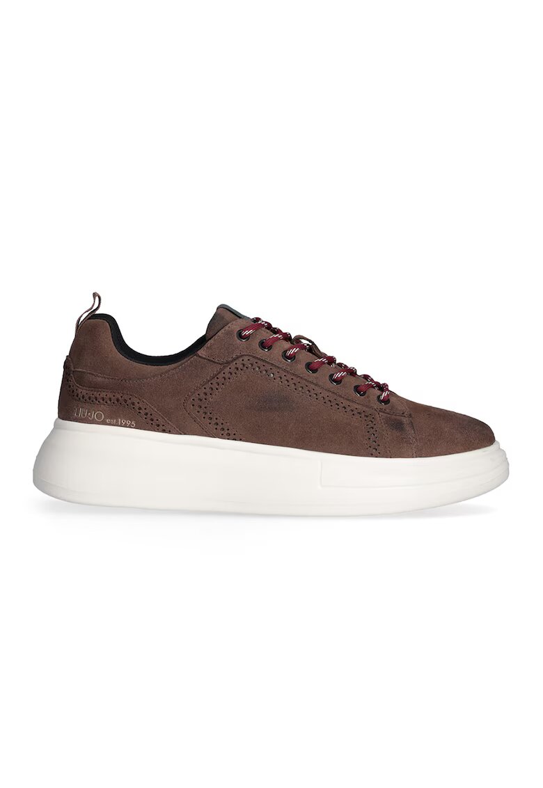 Liu Jo Pantofi sport wedge de piele intoarsa cu perforatii decorative - Maro