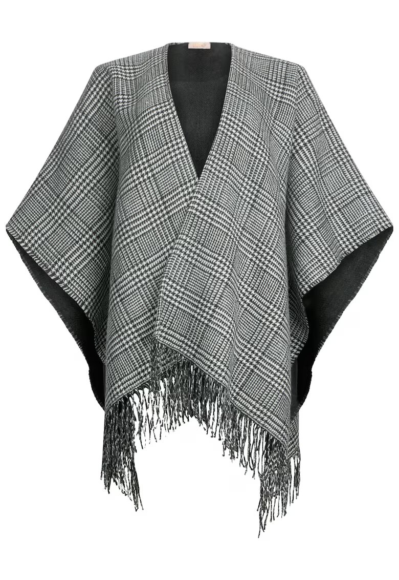 Liu Jo Poncho in carouri cu franjuri - Gri