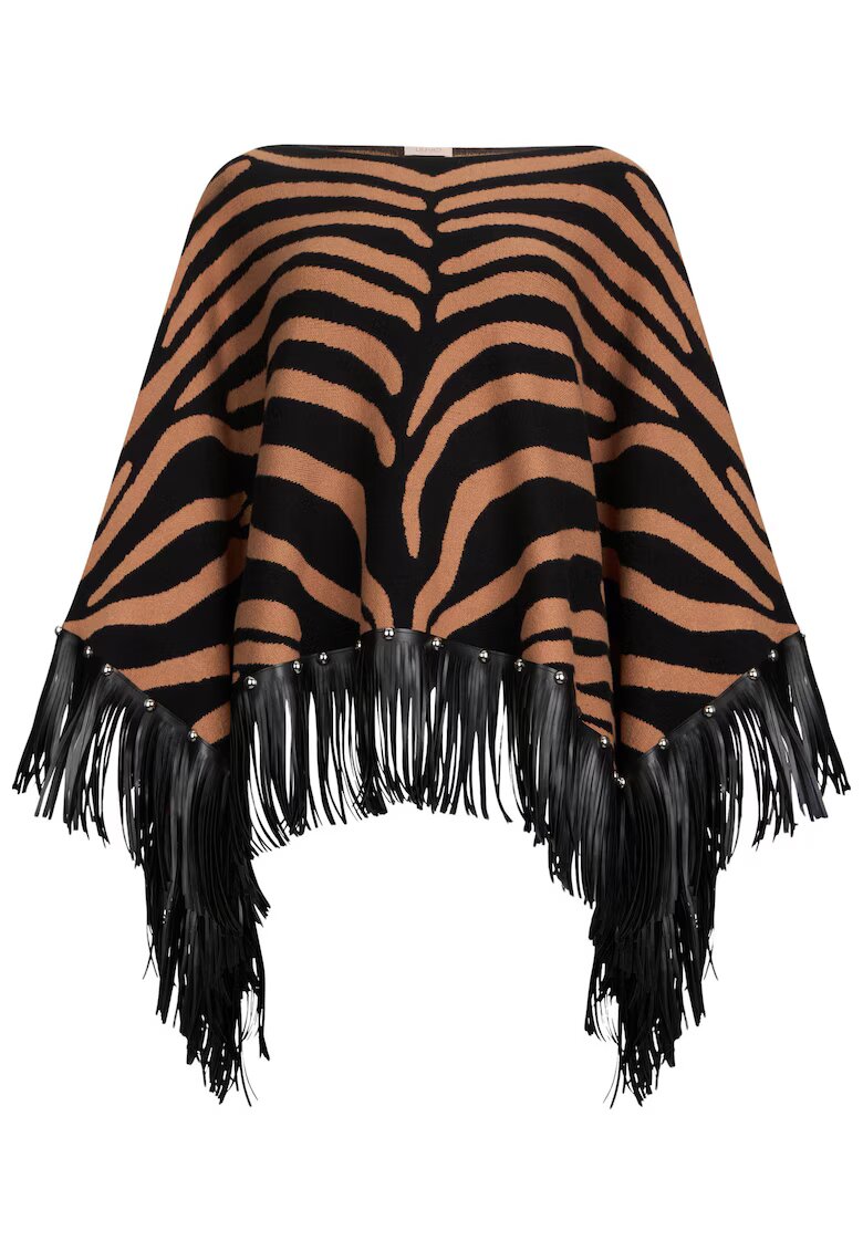 Liu Jo Poncho uni tricotat - Negru/Maro