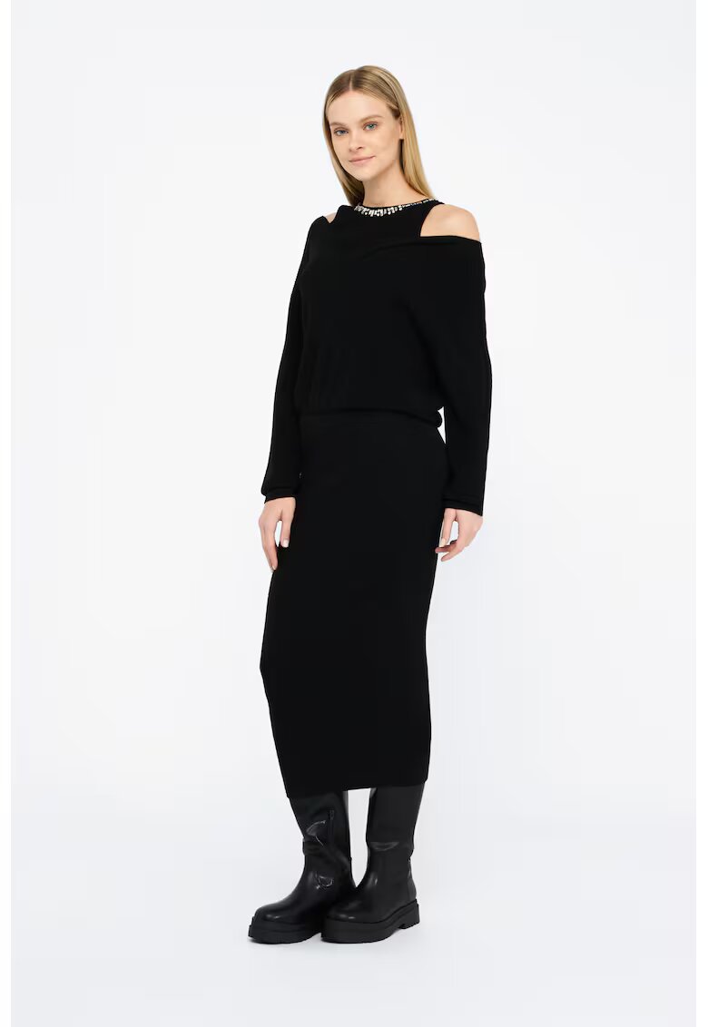 Liu Jo Rochie midi cu decupaje pe umeri - Negru