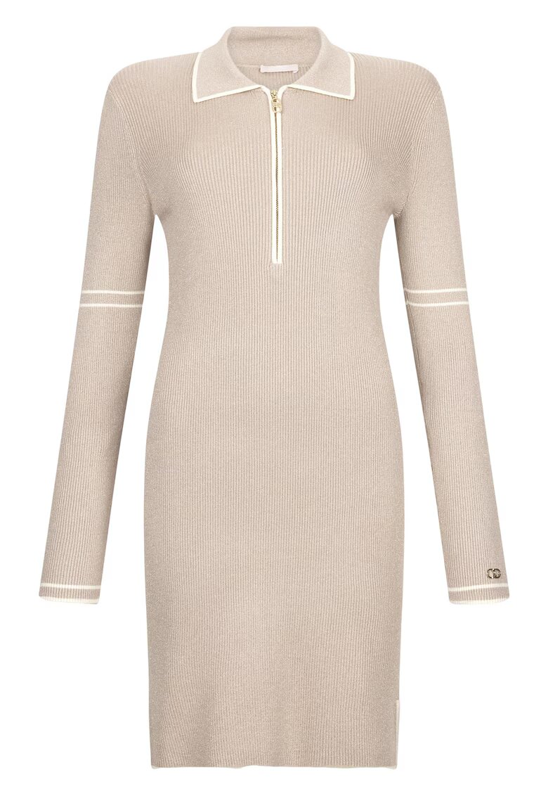 Liu Jo Rochie polo tricotata cu aspect stralucitor - Bej
