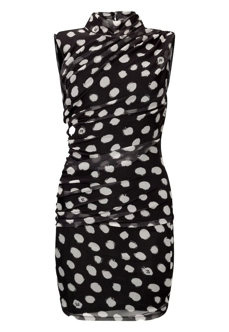 Liu Jo Rochie scurta cambrata cu buline - Alb/Negru