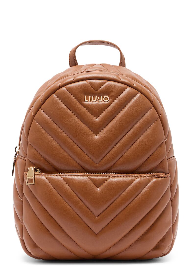Liu Jo Rucsac matlasat de piele ecologica cu buzunar frontal cu fermoar - Maro cognac