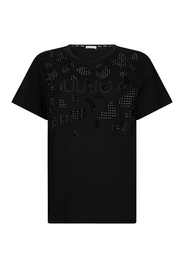 Liu Jo Tricou cu decolteu la baza gatului si paiete - Negru