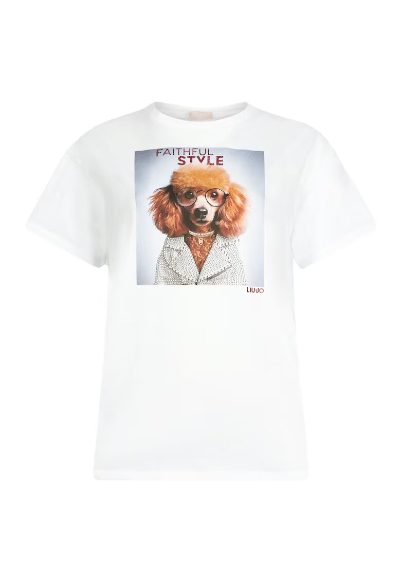Liu Jo Tricou cu imprimeu si strasuri - Alb