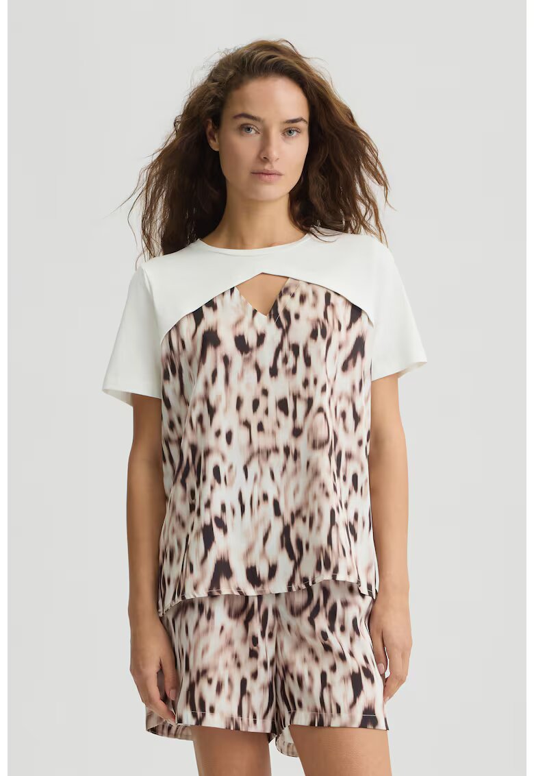 Liu Jo Tricou de satin cu detaliu suprapus - Maro
