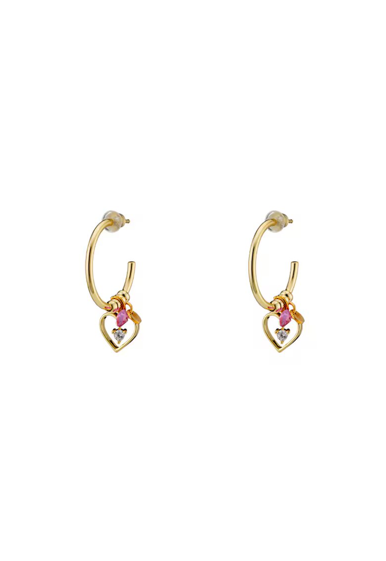 Loisir by Oxette Cercei din aur de 18K si inima cu zirconia - Auriu