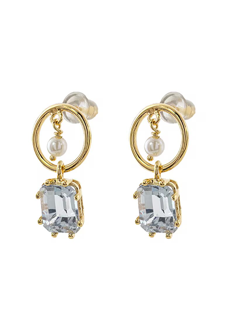 Loisir Cercei placati cu aur de 18K si decorati cu zirconia - Alb/Auriu/Albastru glaciar
