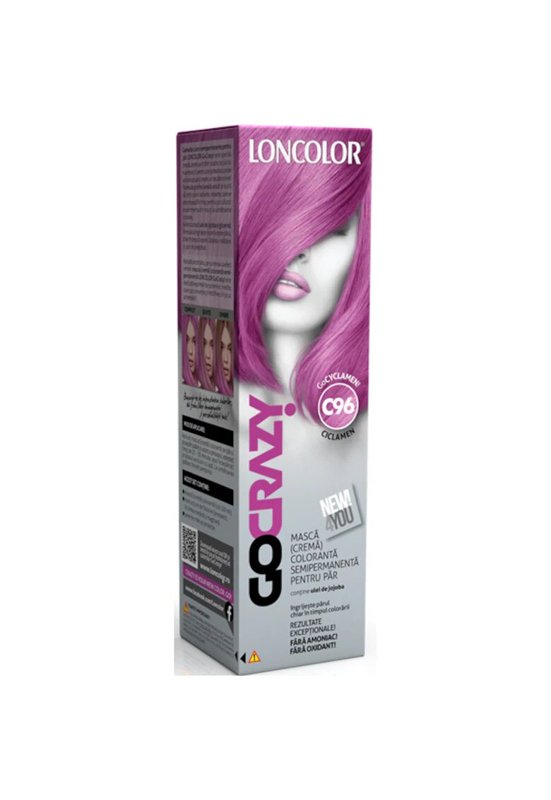 Loncolor Crema de par coloranta semi-permanenta fara amoniac GoCrazy - 100 ml - GoCyclamen