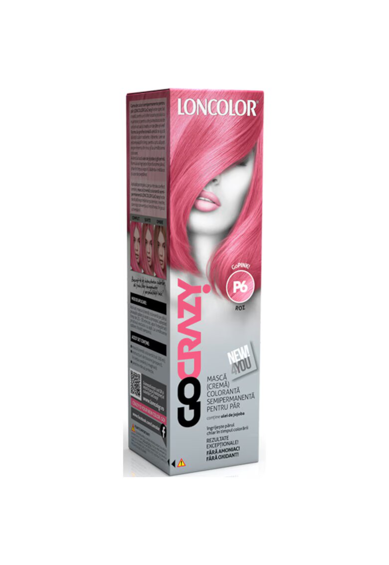 Loncolor Crema de par coloranta semi-permanenta fara amoniac GoCrazy - 100 ml - GoPink