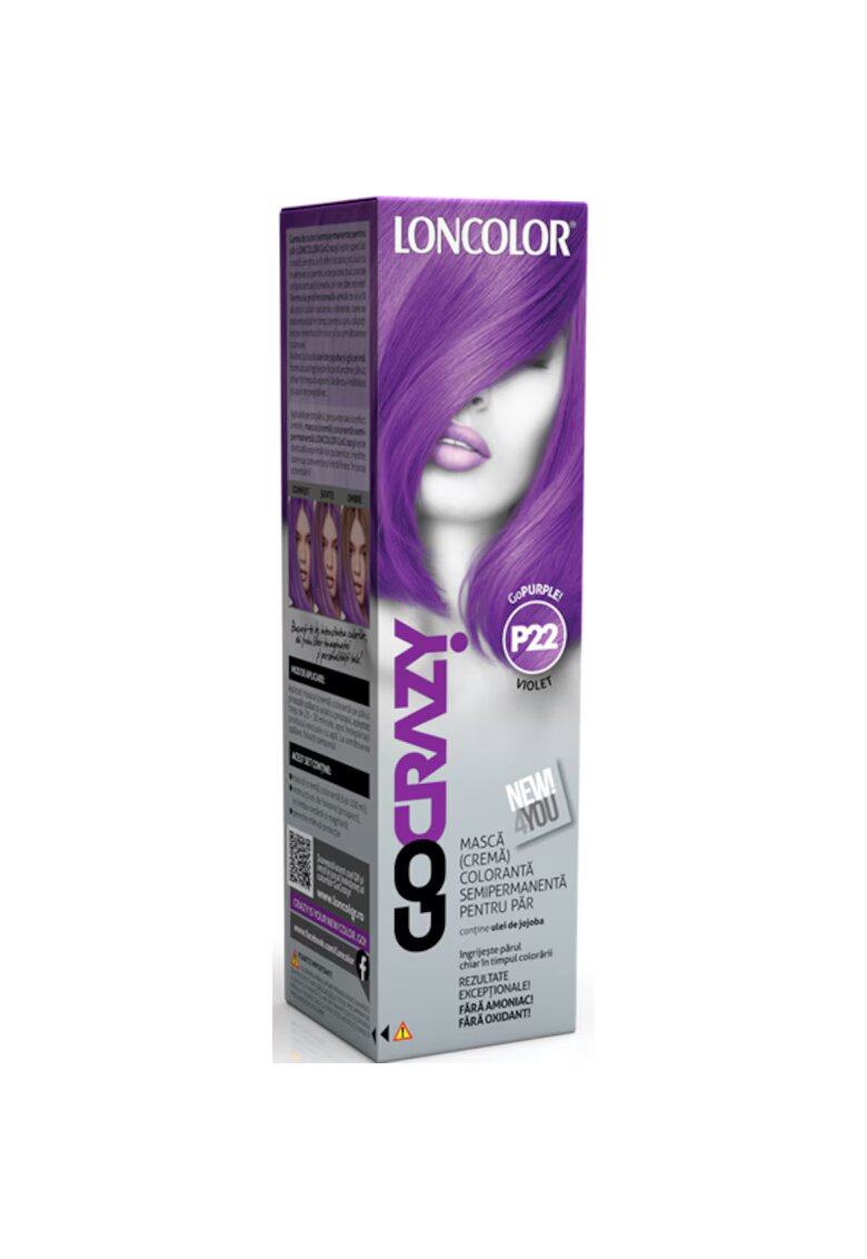 Loncolor Crema de par coloranta semi-permanenta fara amoniac GoCrazy - 100 ml - GoPurple