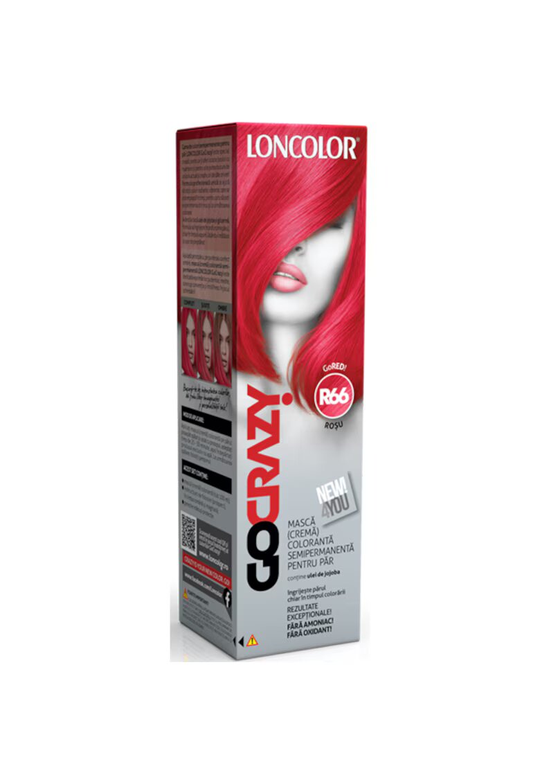 Loncolor Crema de par coloranta semi-permanenta fara amoniac GoCrazy - 100 ml - GoRed
