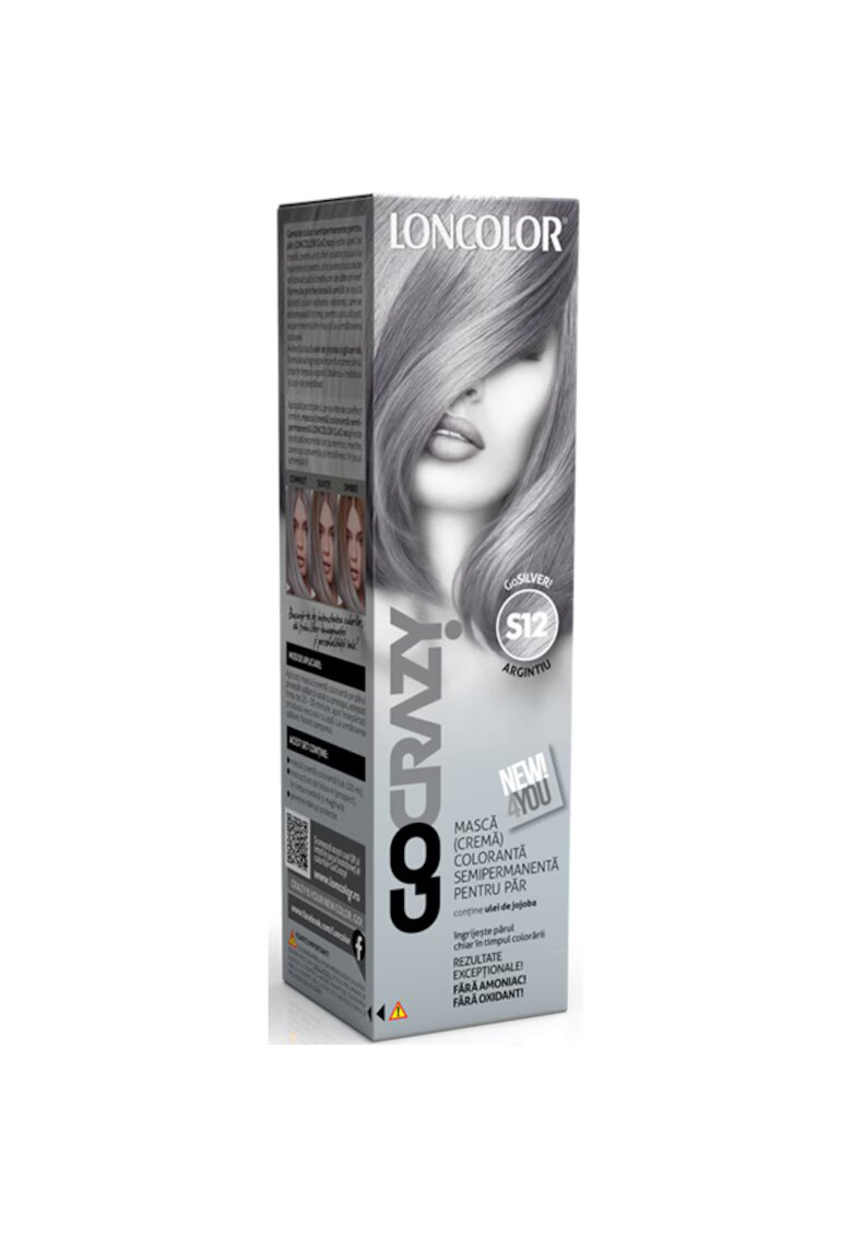 Loncolor Crema de par coloranta semi-permanenta fara amoniac GoCrazy - 100 ml - GoSilver