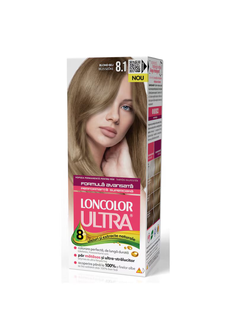 Loncolor Vopsea de par permanenta Ultra - 100 ml - 8.1