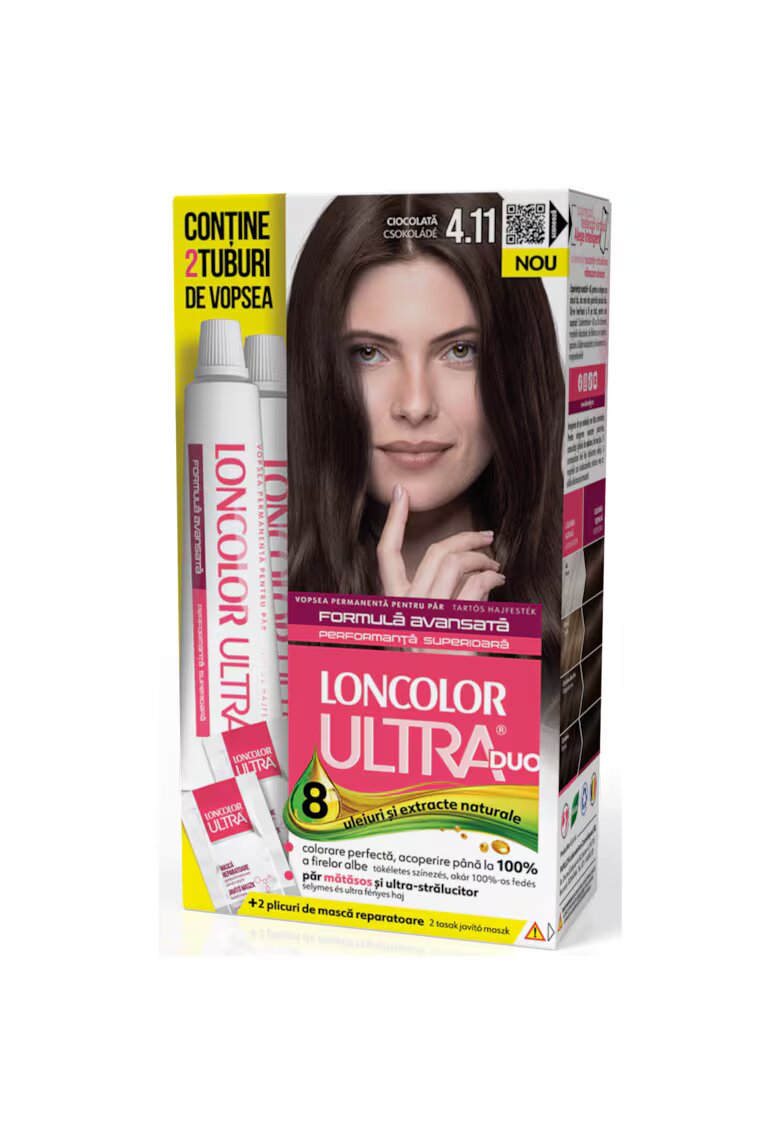 Loncolor Vopsea de par permanenta Ultra Max - 200 ml - 4.11
