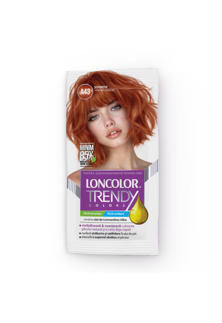 Loncolor Vopsea de par semi-permanenta fara amoniac A43 aramiu deschis - 50ml