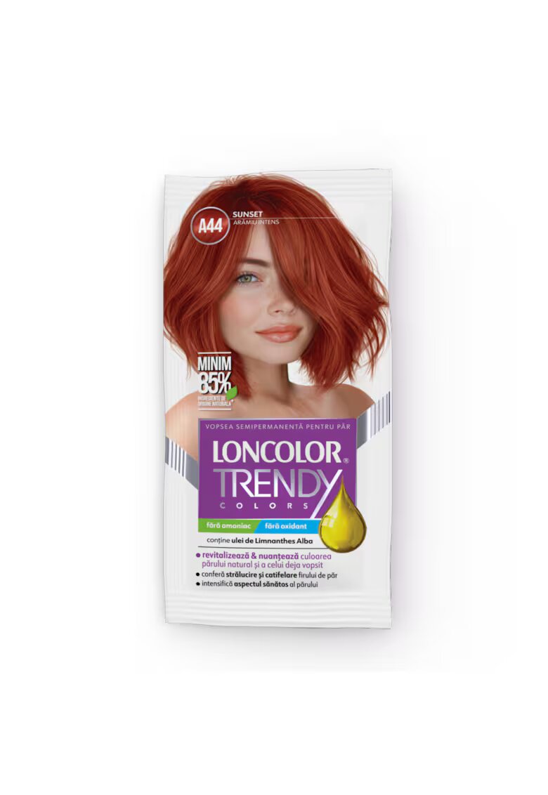 Loncolor Vopsea de par semi-permanenta fara amoniac A44 aramiu intens - 50ml