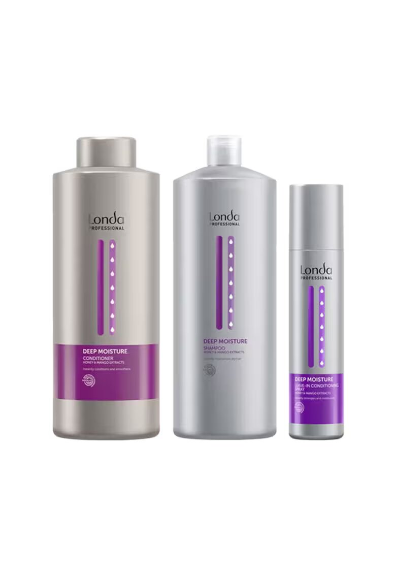 Londa Professional Pachet Deep Moisture - Sampon 1000 ml - Balsam 1000 ml - Spray leave-in 250 ml - hidratare intensa - netezire