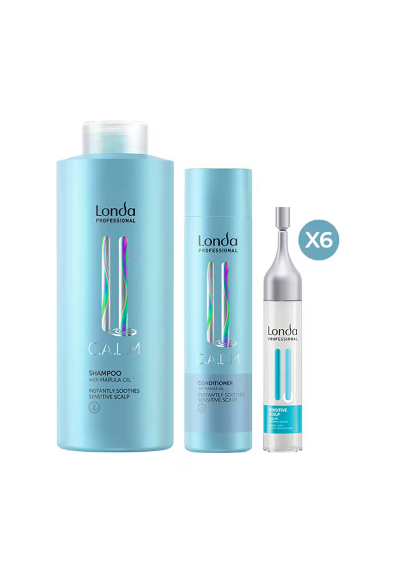 Londa Professional Set Calm - Sampon 1000ml - Balsam 250ml - Ser 6x9ml - pentru scalp sensibil - normal