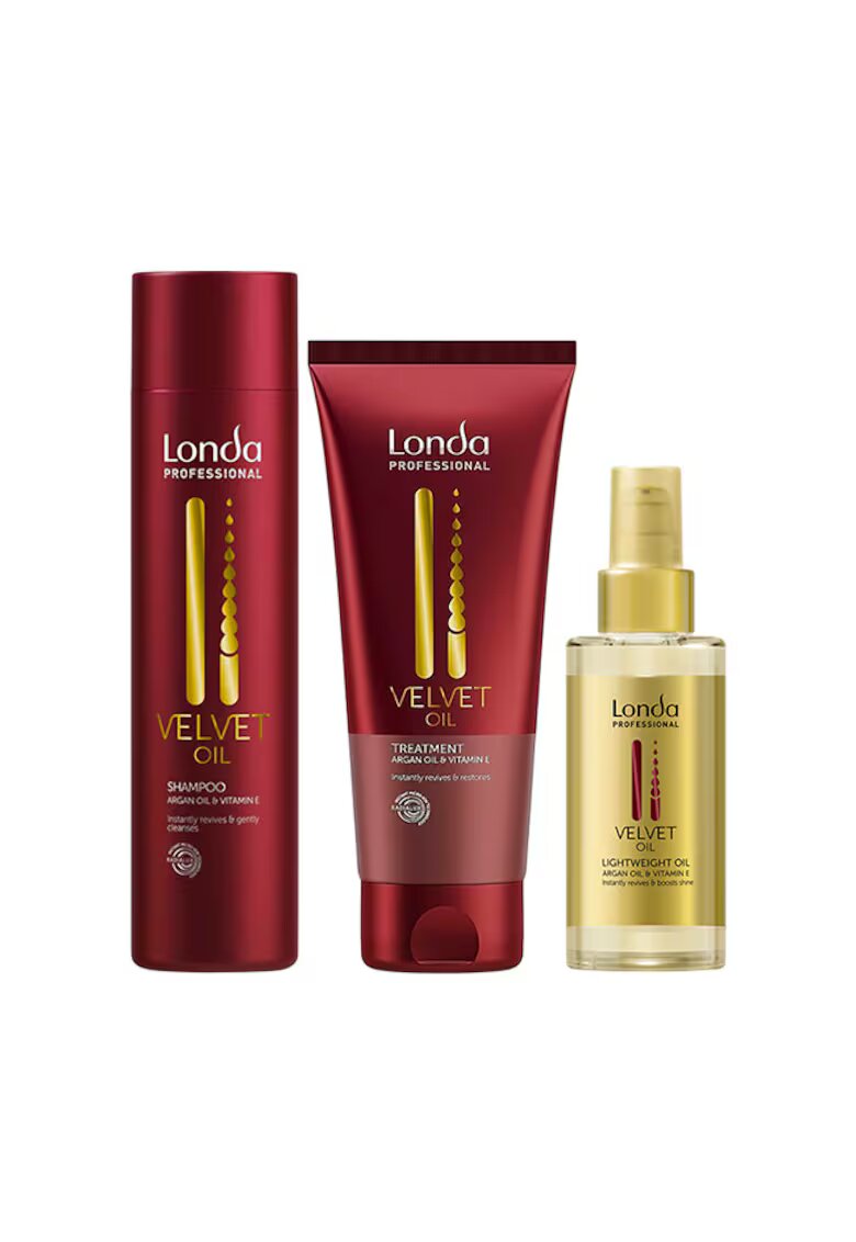 Londa Professional Set Velvet Oil - Sampon 250ml - Tratament 200ml - Ulei Argan 100ml - pentru par uscat - femei