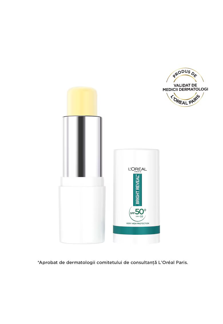LOreal Paris Baton Solid UV zilnic Bright Reveal - protectie solara foarte ridicata SPF 50+ - contine Vitamina E - Anti Pete pigmentare - invizibil peste machiaj - 9 ml