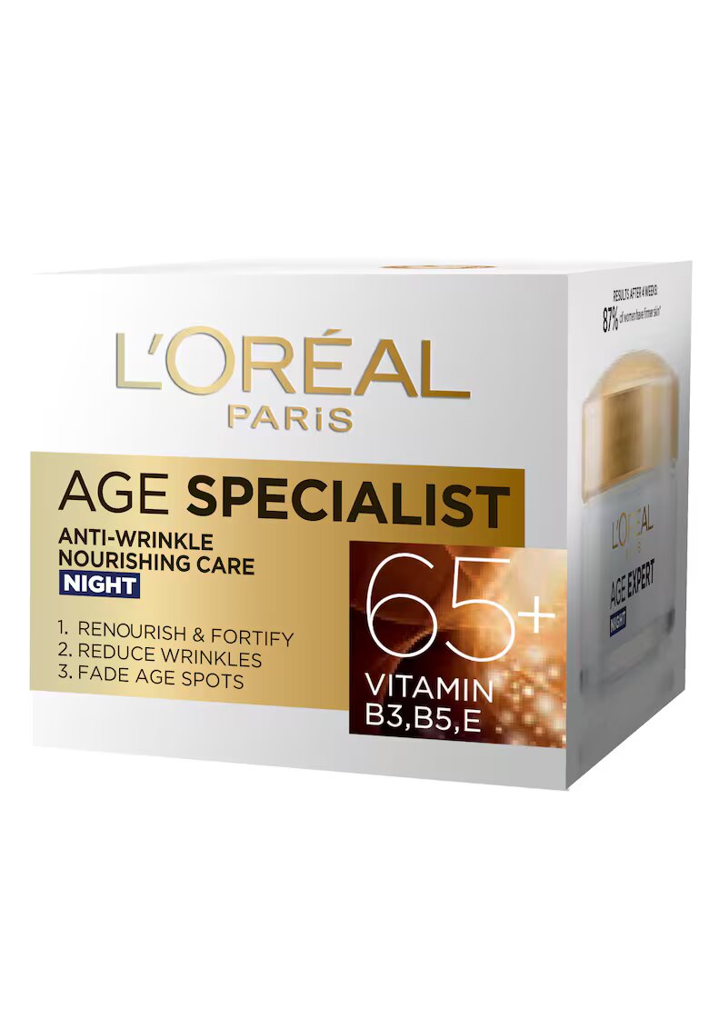 LOreal Paris Crema antirid pentru fata Age Specialist 65+ - 50 ml - Anti-imbatranire/Regenerator/Hidratare/Antirid/Fortifiant/Hranitor/Fermitate/Diminueaza petele pigmentare