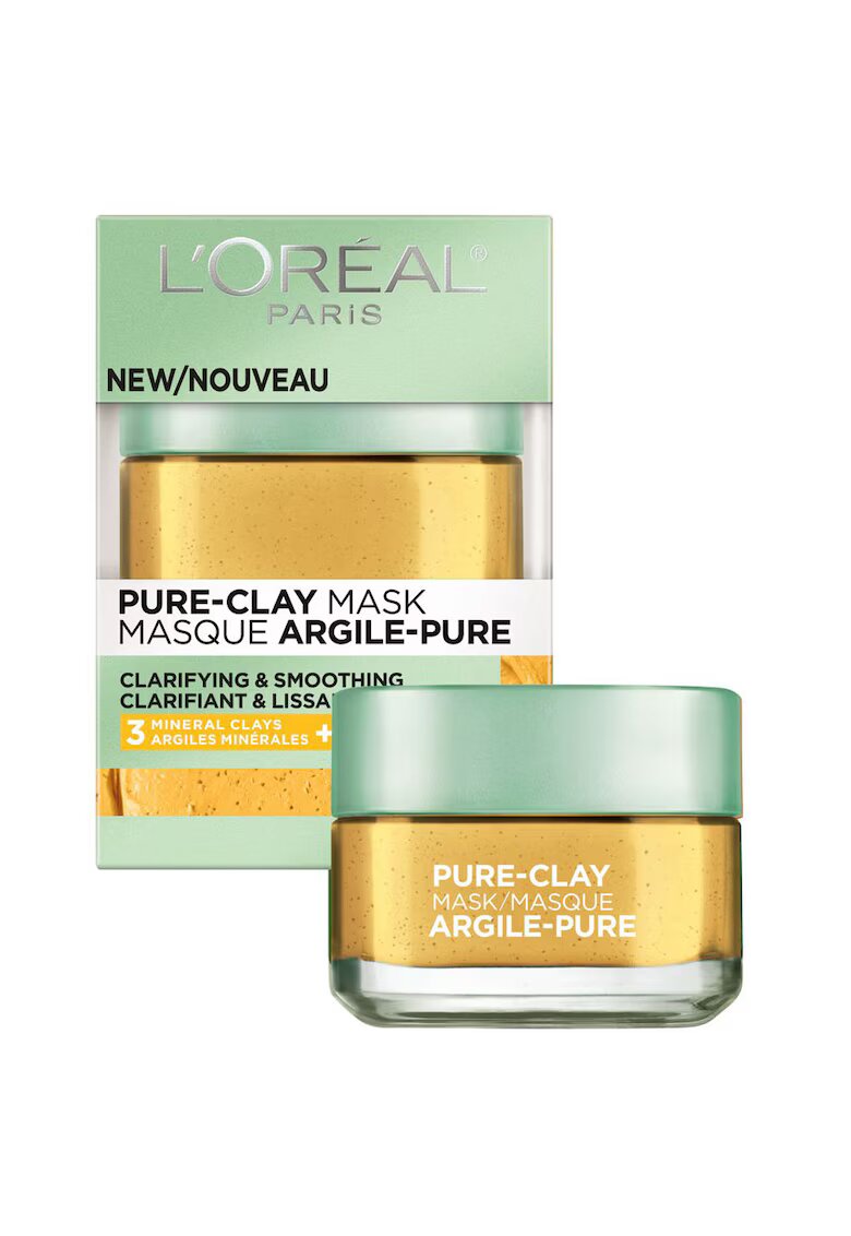 LOreal Paris Masca de fata anti-roseata - efect de iluminare cu Argila Naturala si Lamaie Yuzu - Pure Clay - 50 ml