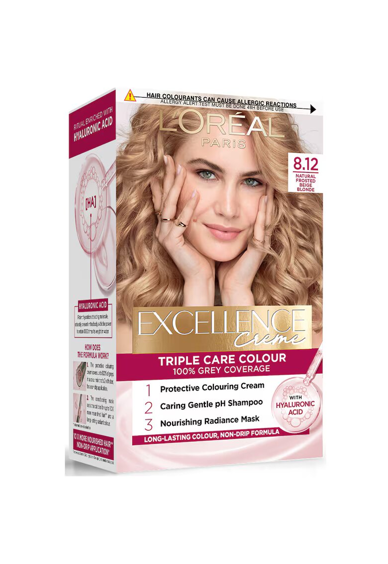LOreal Paris Vopsea de par permanenta cu amoniac Excellence Creme - 8.12