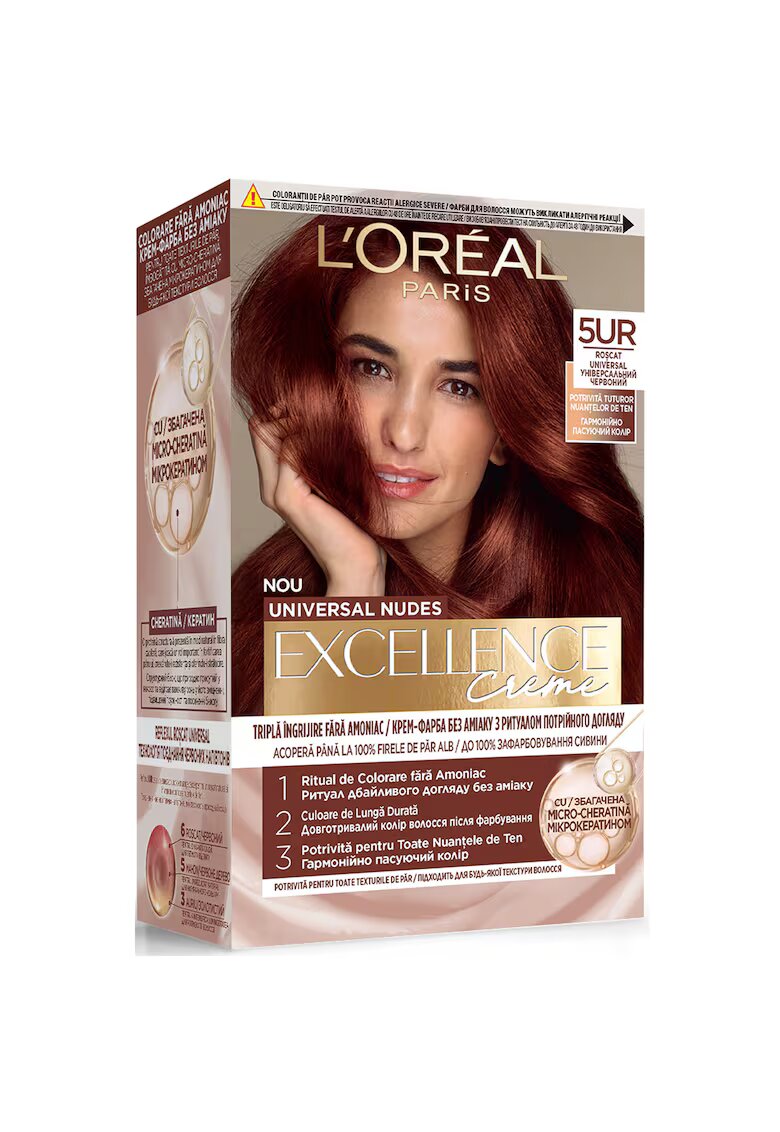 LOreal Paris Vopsea de par permanenta fara amoniac Excellence Universal Nudes Reds - 192 ml - Roscat Universal
