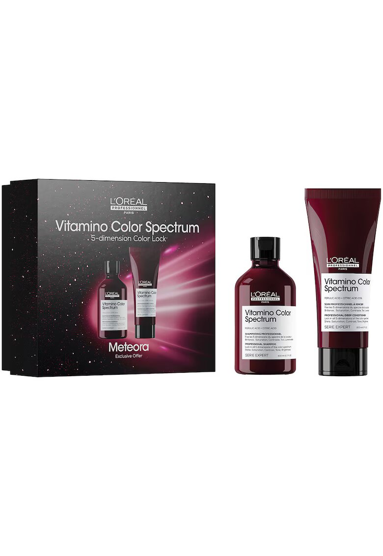 LOreal Professionnel Set rutina profesionala L’Oreal Professionnel Serie Expert Vitamino Color Spectrum DUO - pentru fixarea culorii - par mai matasos & puternic: Sampon - 300 ml + Balsam - 200 ml