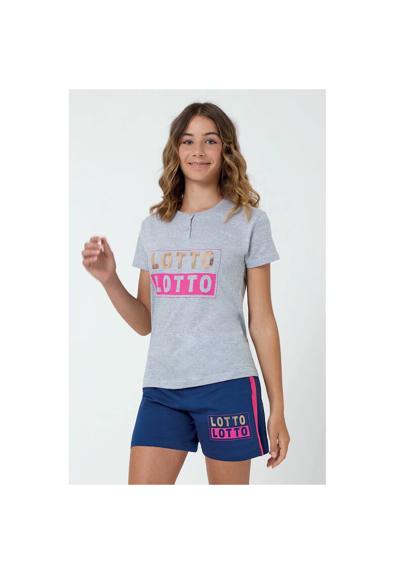 Lotto Pijama scurta cu impirimeu logo - Gri